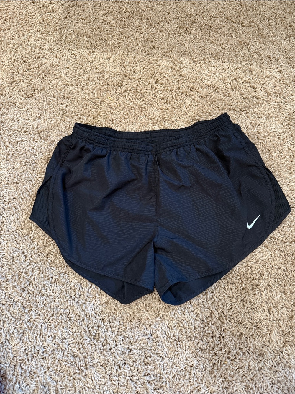 Nike Women’s Black Athletic Running Shorts with White Swoosh